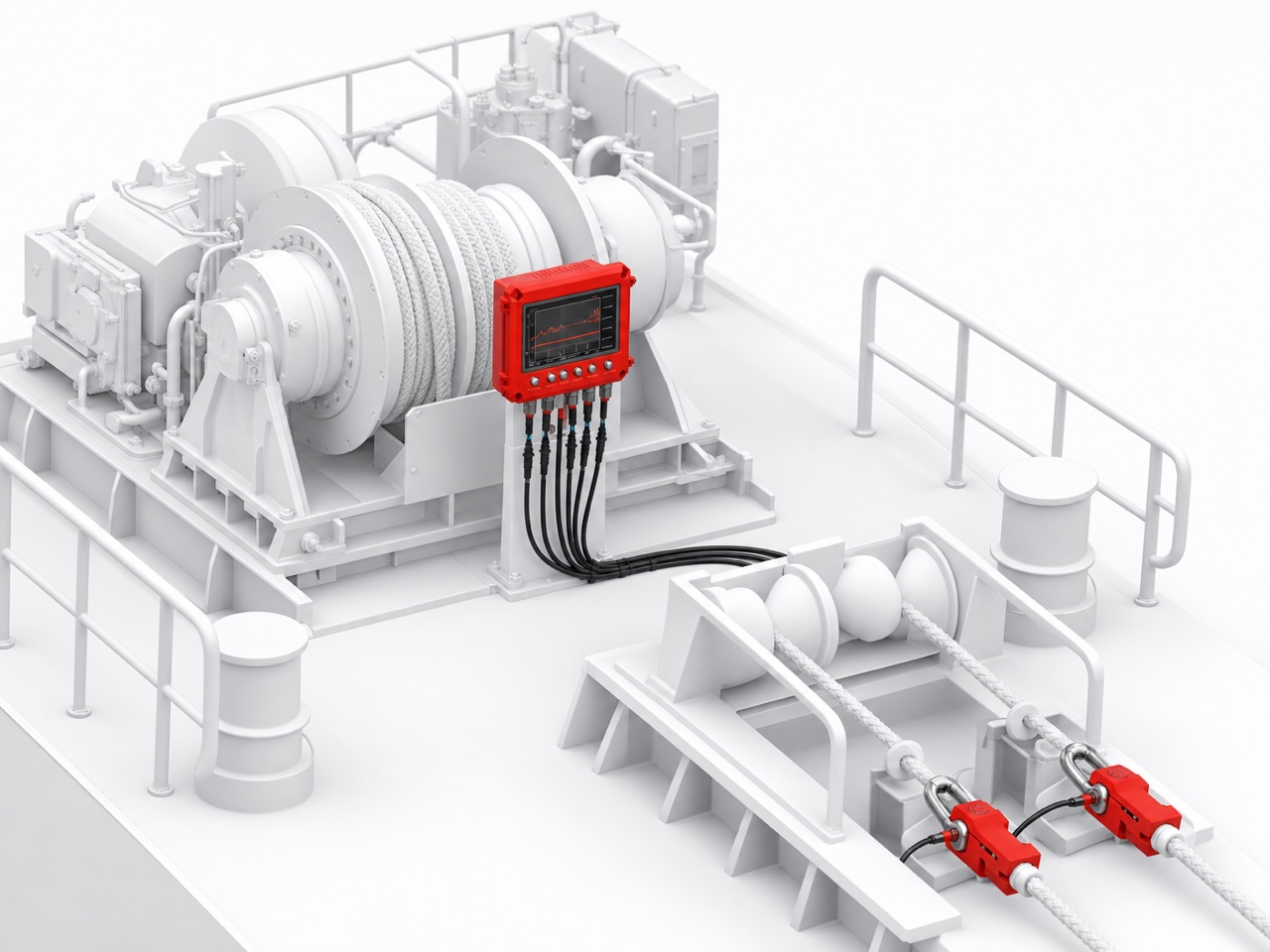 AWM anchor winch monitoring system on a vessel deck